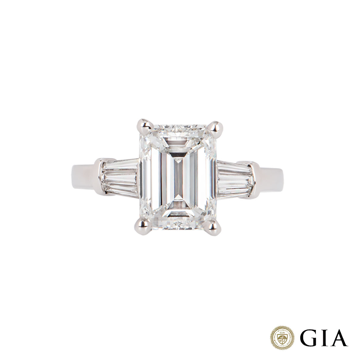 White Gold Emerald Cut Diamond Ring 3.02ct G/VVS2